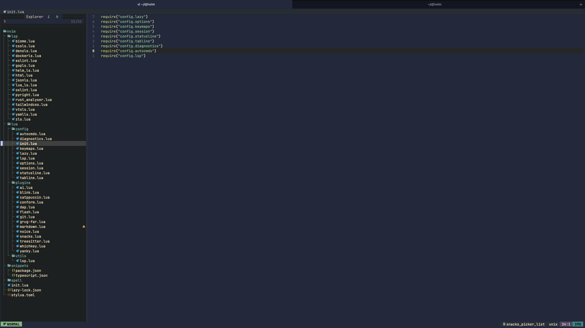 Neovim config folder