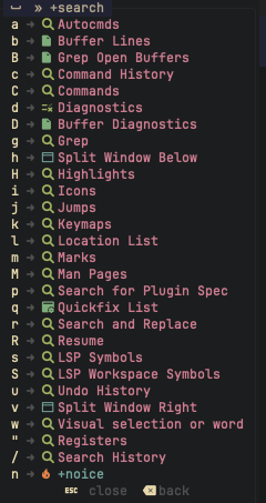 which-key search functionality
